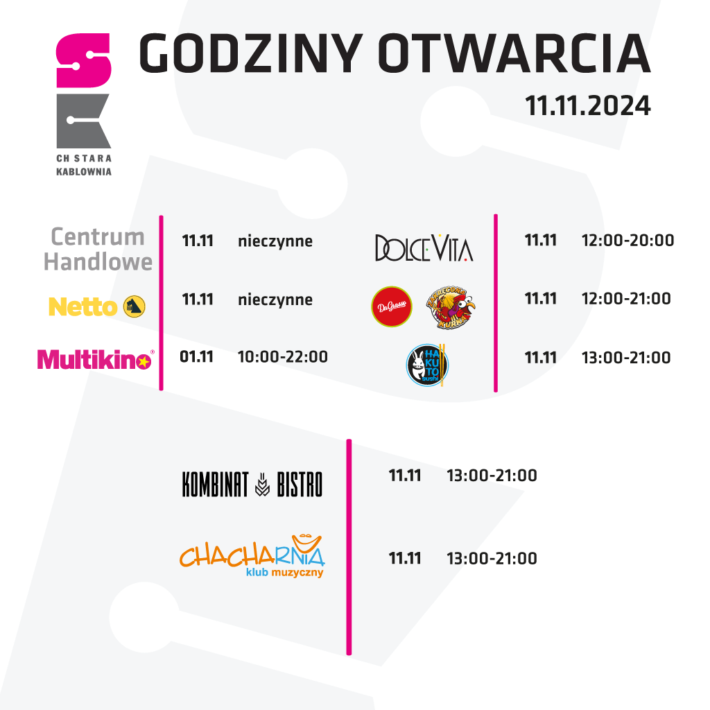 Godziny otwarcia 11.11